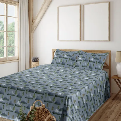 Vista 31 de Ambesonne Floral Sheet Set, Nature Themed Oversimplified Blossom Shaped Pattern Print Artwork, Fitted and Flat Sheet with Pillowcases Bedding Accent