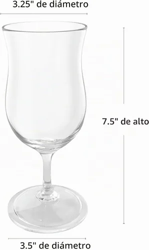 Vista 5 de Lily's Home Vasos de plástico irrompibles para huracanes. Vasos de cóctel con tallo hechos de plástico inastillable e ideales para piña colada