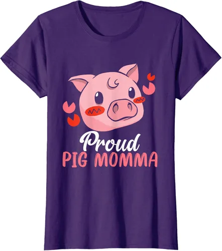 Vista 10 de Mini Pig Momma - Camiseta para mujer con diseño de cerdo en miniatura para mujer, Negro