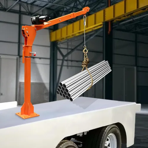 Vista 4 de 1100 libras plegable montada en camión grúa elevadora con 12 V 3500 libras cabrestante eléctrico grúas de horca de cama