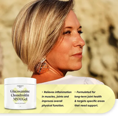 Vista 4 de Gel MSM de glucosamina condroitina (4 onzas), con glucosamina, condroitina, MSM y bromelina para apoyar la salud de las articulaciones, para mujeres