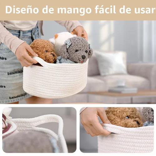 Vista 4 de Happyiren Linda Cesta Tejida para Regalo – Cesta de Regalo Vacía Beige para Guardería, Regalos de Fiesta de Bebé, Cumpleaños, Boda, Cestas Boo