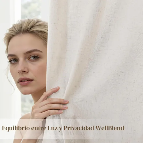 Vista 7 de BOODII Cortinas de lino de 96 pulgadas de largo y 8 pies para sala de estar Blanco