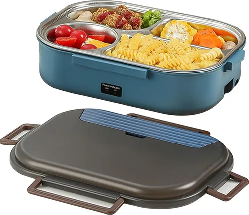 Vista 9 de Fiambrera eléctrica para coche/camión/hogar, calentador de alimentos portátil, lonchera eléctrica para hombre, calentador de caja de almuerzo