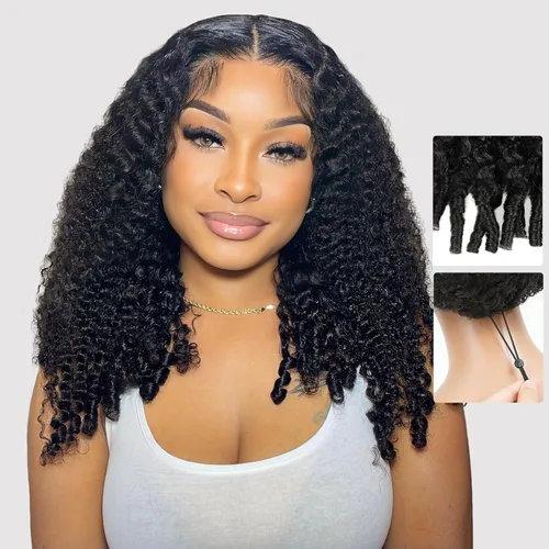 Vista 41 de Pull Go Full - Pelucas de cabello humano rizado birmano de 13 x 6 pulgadas, precortadas previamente cortadas, densidad 210, encaje frontal HD