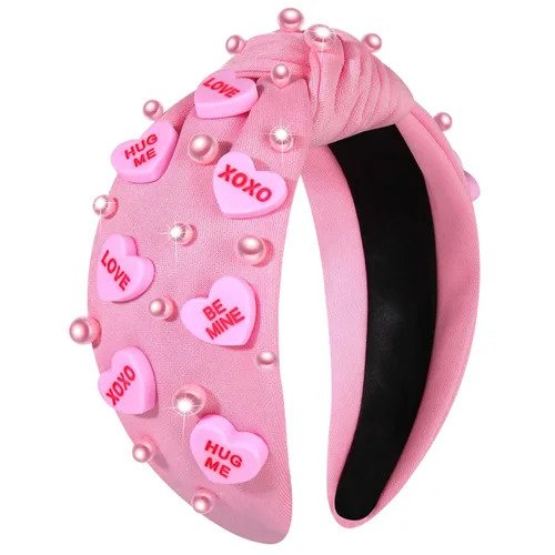 Vista 25 de mokkia Diademas de corazón para el día de San Valentín para mujer, accesorios para el día de San Valentín, diadema anudada con corazón con cuentas