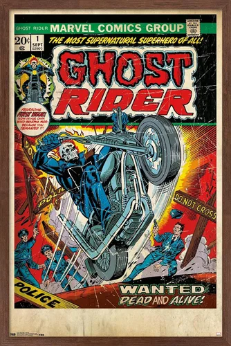 Vista 10 de Trends International Marvel Comics Ghost Rider - Póster de pared con portada #1, 22.4 pulgadas de largo x 14.7 pulgadas, versión enmarcada de madera