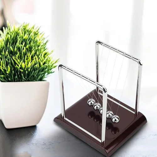 Vista 3 de Square Shape Balance Pendulum Ball Toy, Newton Cradle with Solid Metal Balls, Physics Toy for Office Desk Table Decoration, Stress Relief Gift