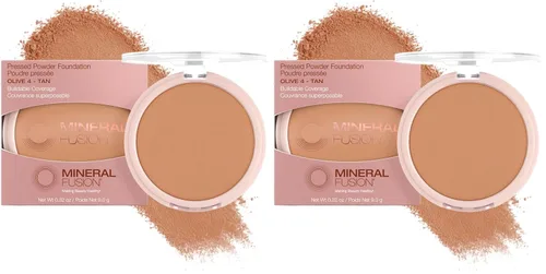 Vista 23 de Mineral Fusion Base de maquillaje en polvo prensado, polvo facial con acabado mate para piel clara con subtonos rosa/rojo, maquillaje natural
