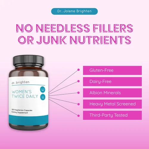 Vista 2 de Dr. Brighten Multivitamínico premium para mujeres, de espectro completo sin hierro, nutrientes únicos, vitaminas B superiores, 120 cápsulas