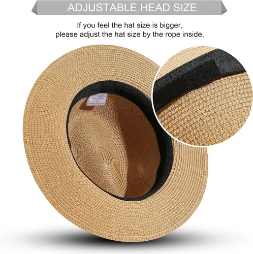 Vista 3 de JOYEBUY - Sombrero de paja plegable para mujer UPF50, Fedora, sombrero de playa