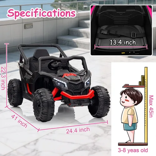 Vista 7 de Run Fast - Automóvil eléctrico de 12 V para niños con control remoto para padres, juguete de paseo con batería eléctrica para niños de 3 a 5 años