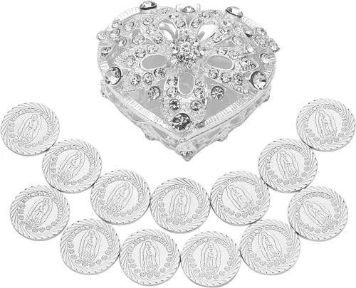 Vista 10 de TINGKU Monedas de boda Arras de oro mexicano Nuestra Señora Guadalupe Dorado