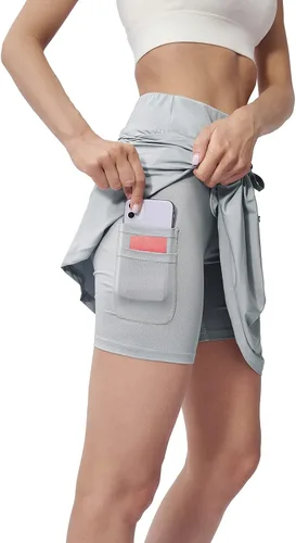 Vista 5 de MELOO Faldas atléticas ligeras para mujer, falda pantalón de rendimiento para golf, tenis, ajuste holgado, falda deportiva para correr, entrenar