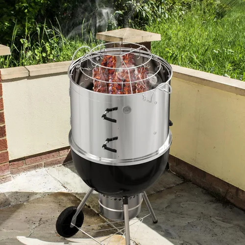 Vista 6 de onlyfire Kit para ahumar parrilla de acero inoxidable, accesorio para colgar costillas para parrillas Weber de carbón de 18 pulgadas, convierte tu