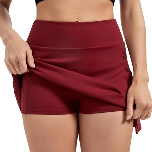 Vista 5 de Blaosn Faldas atléticas para mujer, gimnasio, yoga, entrenamiento, golf, tenis, falda pantalón de cintura alta con bolsillos, ropa bonita de verano