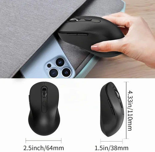 Vista 7 de Mouse inalámbrico para laptop, PC, Chromebook, Mac, MacBook, mouse inalámbrico silencioso con receptor USB nano, botón lateral, 2400 DPI, rodillo