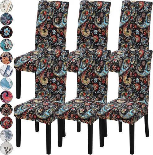 Vista 43 de Fundas para silla de comedor Yisun, fundas elásticas para silla de comedor, funda protectora para silla de comedor, mezcla de poliéster, Beige