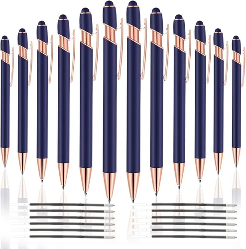 Vista 12 de 12 unidades 2 en 1 bolígrafo con punta de lápiz capacitivo, 1,0 mm de tinta negra, bolígrafo metálico con punta de lápiz capacitivo para pantallas