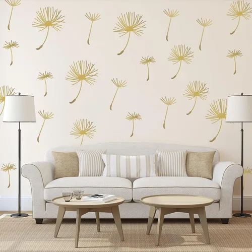 Vista 3 de 66 calcomanías de pared para despegar y pegar, calcomanías de pared de diente de león, murales de flores metálicas, calcomanías de decoración floral
