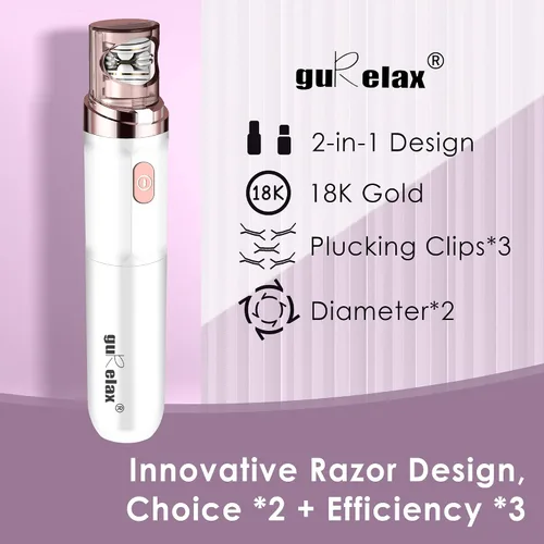 Vista 4 de gurelax - Depiladora facial para mujeres, depiladora facial gurelax para cara, labios, sistema de depilación 2 en 1, para todas las edades y tipos