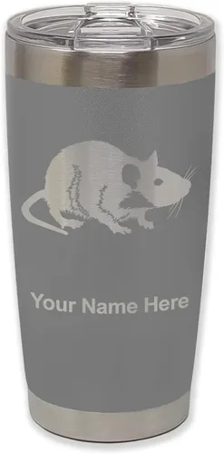 Vista 34 de LaserGram Vaso aislado al vacío de 20 onzas, rata, grabado personalizado incluido (negro)