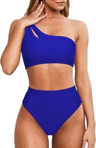 Vista 96 de MOOSLOVER Traje de baño de dos piezas con corte alto y cintura alta para mujer