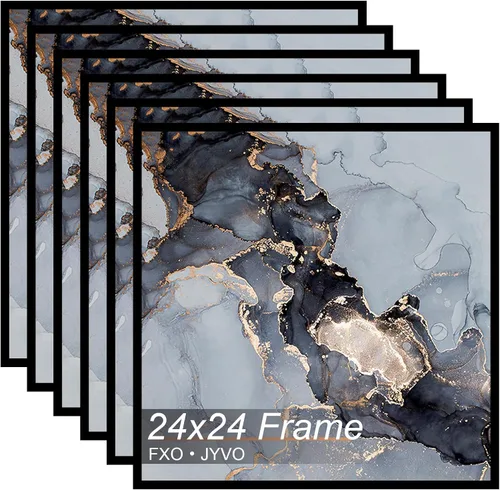 Vista 18 de Fxojyvo Marco de 4 x 4 pulgadas, marco negro para póster cuadrado de 4 x 4, peso ligero y altamente transparente, marco de 4 x 4 para pared, 1