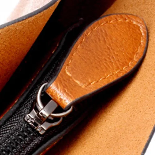 Vista 5 de Bolso de hombro con asa superior para mujer bolso de mano de tamaño grande bolso de hombro de cuero vintage con hebilla de metal café