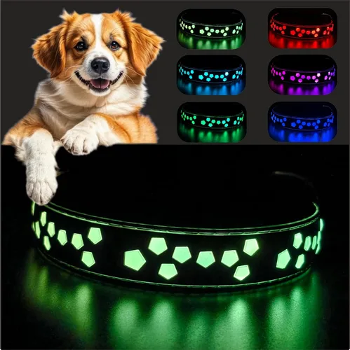 Vista 3 de Collar de perro LED, 15 modos de luz, USB-C recargable, collar de perro con luz brillante (negro, S (7.87-11.8 pulgadas)