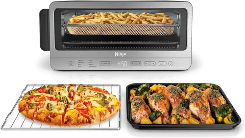 Vista 3 de Ninja, Horno tostador, freidora de aire, termómetro, combo de freidora de aire para horno tostador, acero inoxidable, comidas rápidas, papas fritas