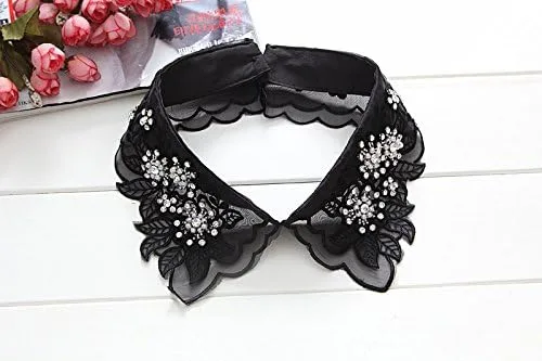 Vista 2 de Mural Art Collar desmontable bordado flores falso cuello blusa collar