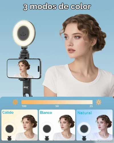 Vista 7 de Acer Gadget - Trípode de seguimiento facial automático para iPhone/teléfono celular/Android/cámara con luz y control remoto, 64 pulgadas, sin