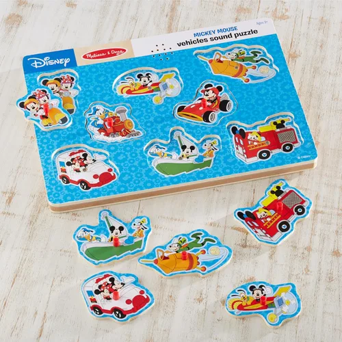Vista 9 de Melissa & Doug Disney Mickey Mouse and Friends Vehicles Sound Puzzle (8 piezas)