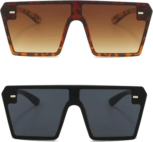Vista 3 de VANLINKER Gafas de sol grandes con parte superior plana y gran tamaño para mujeres y hombres con diseño cuadrado sin montura VL9517