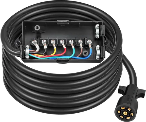 Vista 3 de Partsam Luz LED cuadrada impermeable de 12 V, resistente al agua, cable de remolque en línea de 7 vías con caja de conexiones de 7 bandas