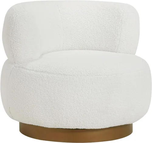 Vista 3 de Lexicon Silla giratoria de barril de sherpa, asiento cómodo tapizado, silla individual para sofá, silla de lectura moderna para sala de estar