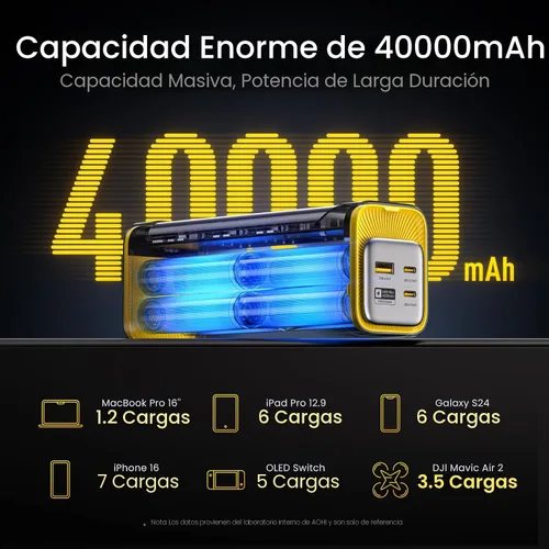 Vista 6 de AOHI Banco de energía para portátil PD3.1 de 140 W, estación de carga rápida de 40000 mAh, The Future Starship 2 en 1, cargador portátil grande