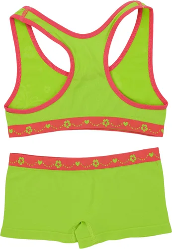 Vista 6 de ToBeInStyle Paquete de 6 sujetadores de entrenamiento estilo espalda cruzada o camisola y pantalones cortos a juego para niña