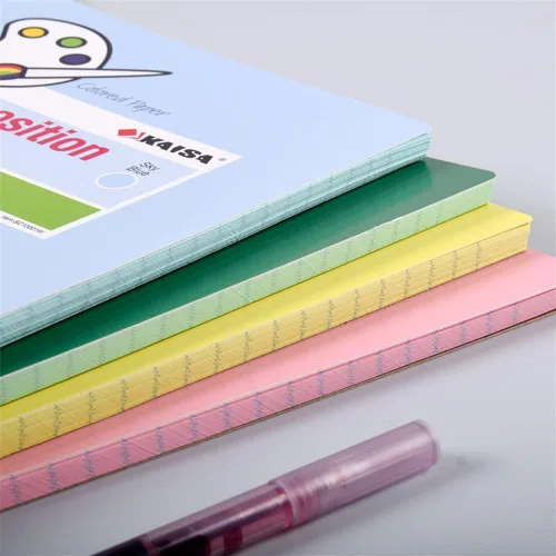 Vista 5 de KAISA Cuaderno de espiral de papel de colores, rayas anchas de 7-1/2 x 9-3/4 pulgadas, encuadernado con alambre de 1 sujeto, 100 hojas/bloc, 4 blocs