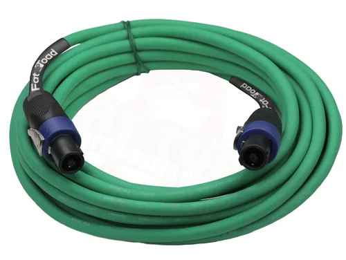 Vista 3 de Fat Toad Cables Speakon de 25 pies (Serie Twist-LockPRO), paquete de 2 cables de audio de cable verde de 12 AWG con conectores para cabina de DJ