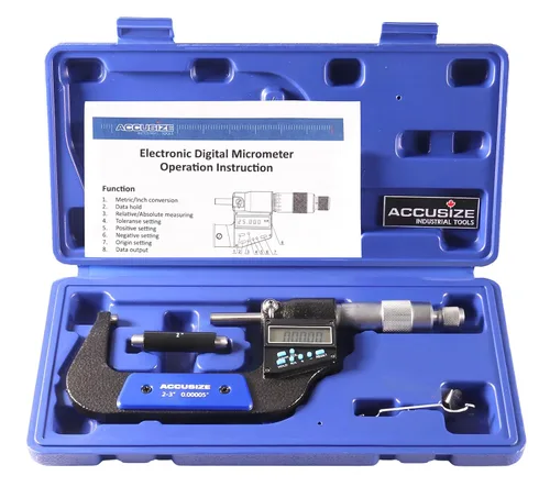 Vista 17 de Accusize Industrial Tools 0-1"/0-25 mm por 0.00005"/0.001 mm Micrómetro Digital Electrónico de 7 Teclas, Resistente al Agua, Ac21-1022