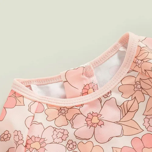 Vista 3 de MERSARIPHY Traje de baño de una pieza para niña pequeña, traje de baño de manga larga, traje de baño para niñas