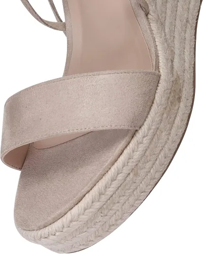 Vista 4 de Sandalias de plataforma de cuña para mujer, con puntera abierta, con cordones, sandalias de cuña con correa cruzada, alpargatas de verano