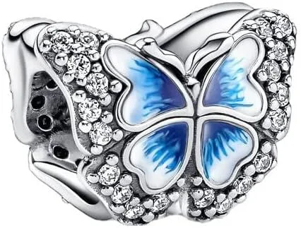 Vista 2 de Dijes de plata de ley 925 para pulseras y collares, cuentas de viaje de belleza de elefante animal, dijes de árbol familiar, regalo de joyería