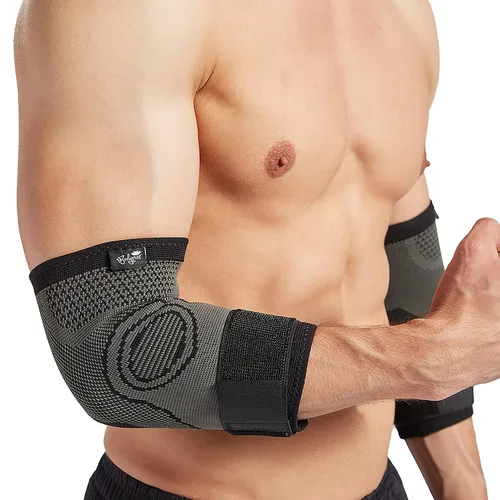 Vista 5 de Codera con correa para tendinitis, 2 unidades, manguitos de compresión para codo de tenis, tratamiento de codo de golf