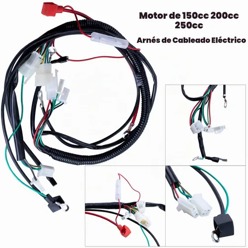 Vista 3 de Arnés de Cableado Eléctrico Completo Bobina Interruptor de Encendido CDI Relé Solenoide Bujía para ATV de 4 Ruedas Stroke 150cc 200cc 250cc Quad