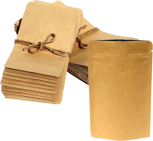 Vista 8 de AwePackage Bolsas de papel kraft resistentes con cierre resellable (1 onza - 16 onzas) – Cumple con la FDA y USDA (50, 1 oz)