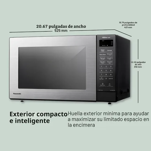 Vista 6 de Panasonic Horno microondas para encimera, 1.2 pies cúbicos, 1250W, tecnología inversora con sensor Genius, acero inoxidable - NN-SN67QS