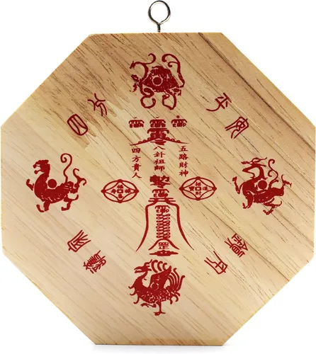 Vista 3 de better us Feng Shui - Espejo chino de madera Bagua de 4 pulgadas (cóncavo)